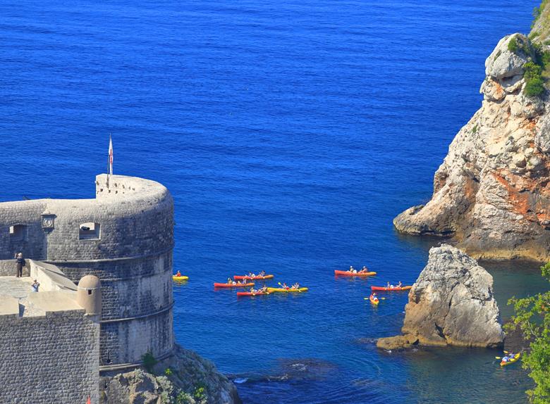 Kayak sur l'Adriatique depuis Dubrovnik au coucher du soleil