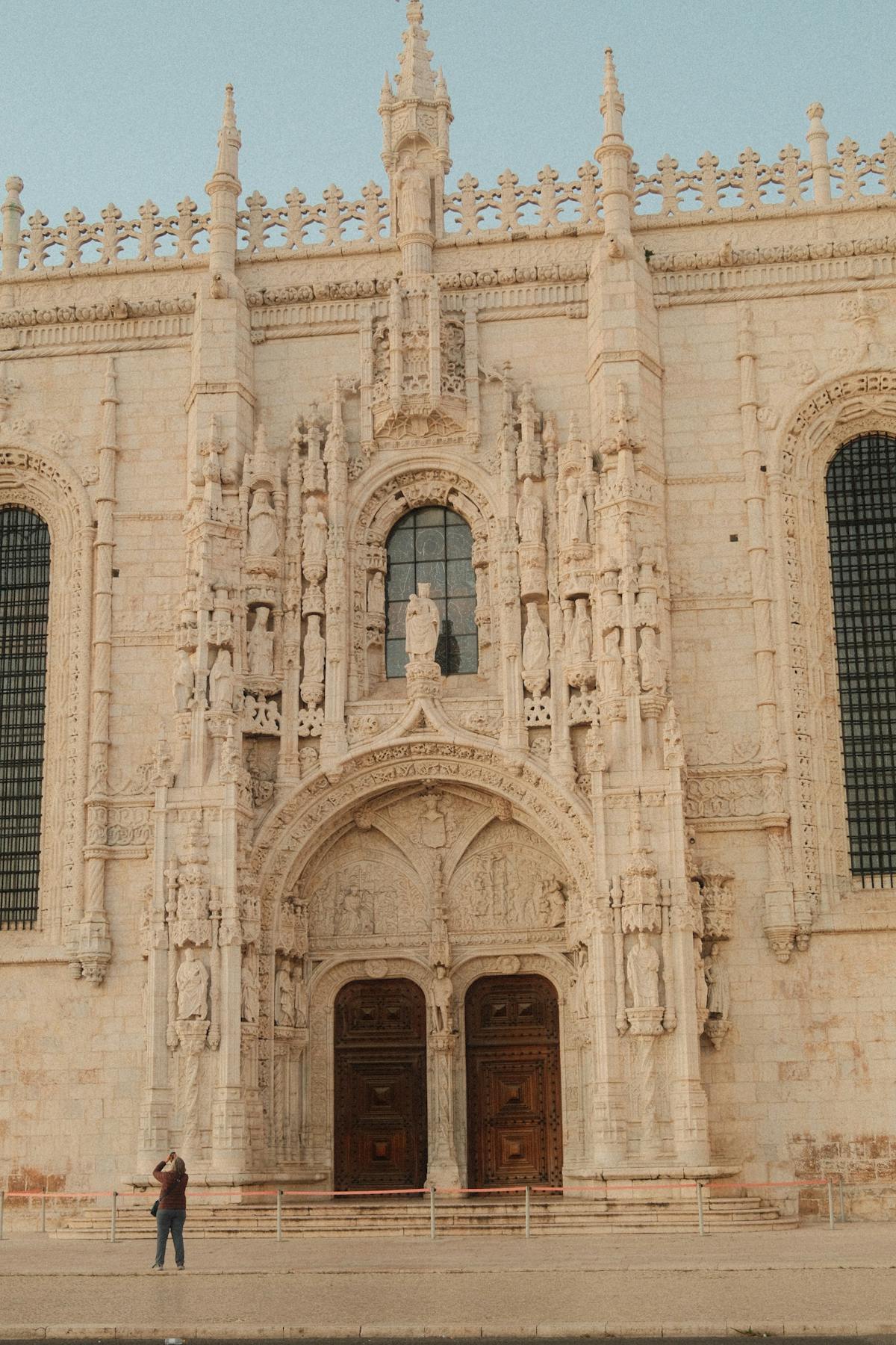 The intricate Manueline facade of Jeronimos Monastery in Lisbon