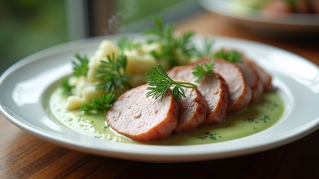 dill sauce with boiled meats