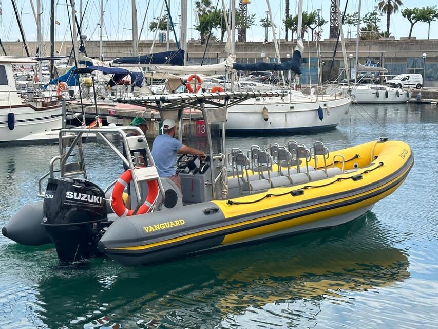 Enjoy Barcelona's Skyline on Board: Speedboat in Puerto Olimpico - The Value of a 15-Minute Speedboat Ride