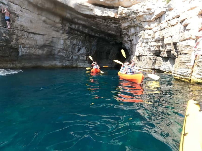 Pula:Kayak Tour-Cliff jumping,snorkeling&free GoPro pictures