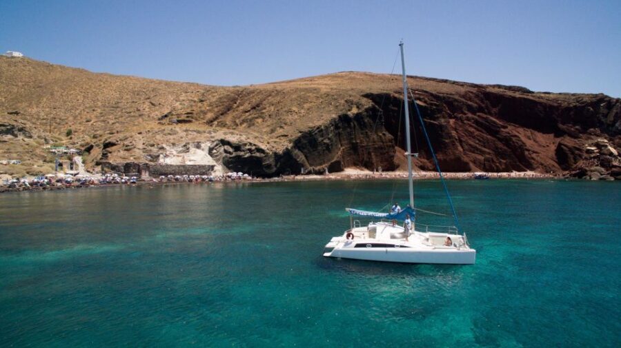 Santorini:Catamaran: private cruise with food & drinks - The Itinerary and Stops
