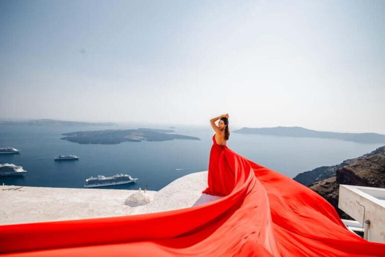Santorini:Flying Dress shoot with Professional photographer - Who Will Enjoy This?