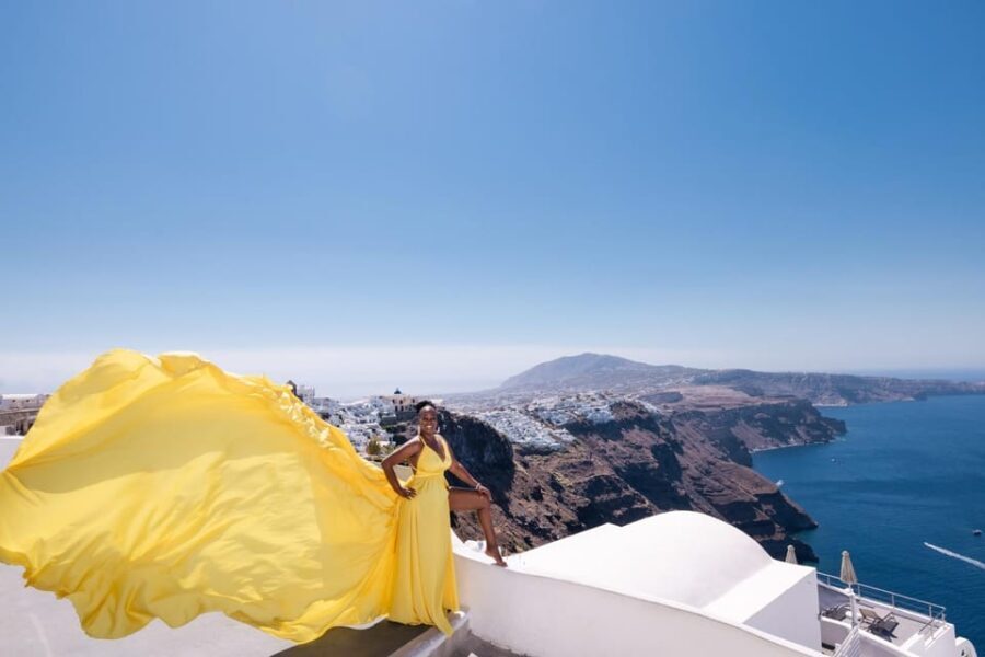 Flying dress Photoshoot in Santorini with Hotel Pickup - In-Depth Review of the Santorini Flying Dress Photoshoot