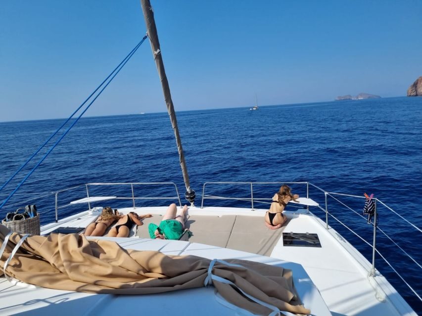 Milos: Kleftiko & Poliegos Catamaran Trip with Meal & Drinks