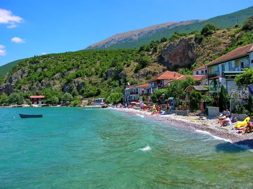 Ohrid Boat Tour Sv. Naum, Zaum, Trpejca & BBQ | Lale Tours - Trpejca: The Charm of the “Saint Tropez of Ohrid”