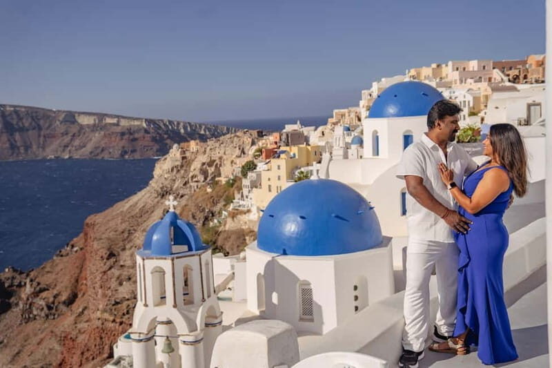 Oia: Couple Photoshoot Seprate Entrance to Blue Dome - Why Choose a Private Photoshoot in Santorini?