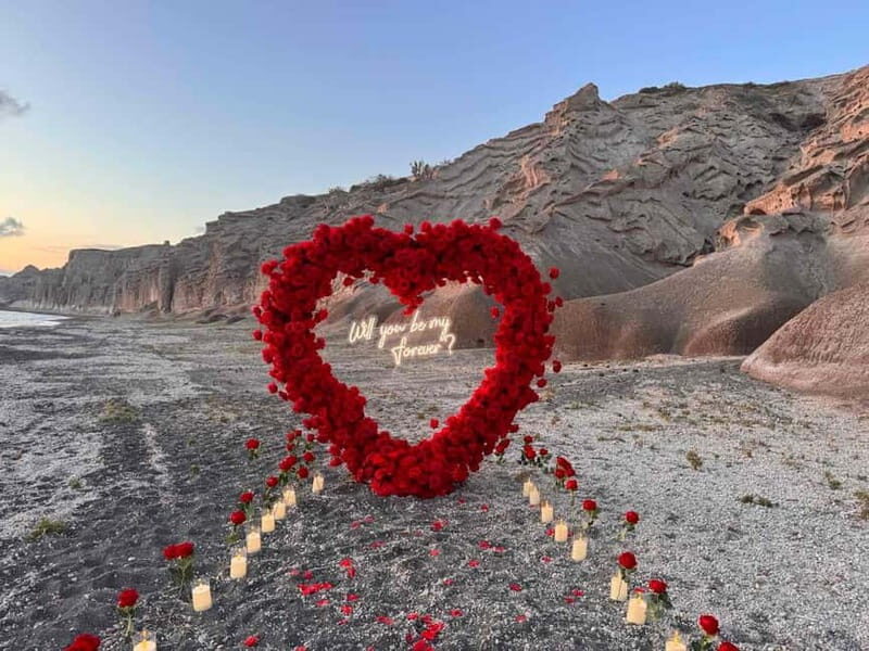 Santorini: Vlychada Beach Wedding Proposal with Heart Arch - What the Package Includes