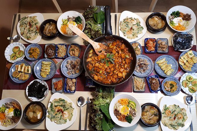 Korean Cooking Class with Full-Course Meal & Local Market Tour in Seoul