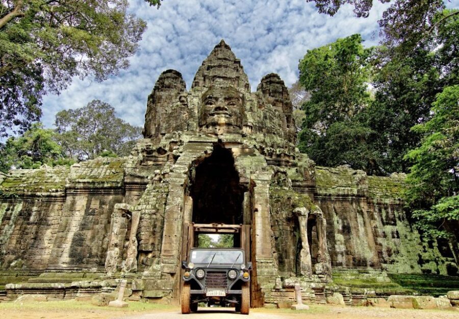 Angkor Wat in a vintage Jeep with driver - jeep rental - Exploring the Details of Your Angkor Jeep Experience