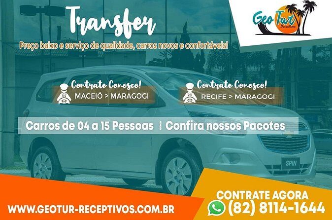 Private Transfer Maragogi to Recife from 01 to 06 Pax by Geo Tur Receptives - A Detailed Look at the Maragogi to Recife Private Transfer