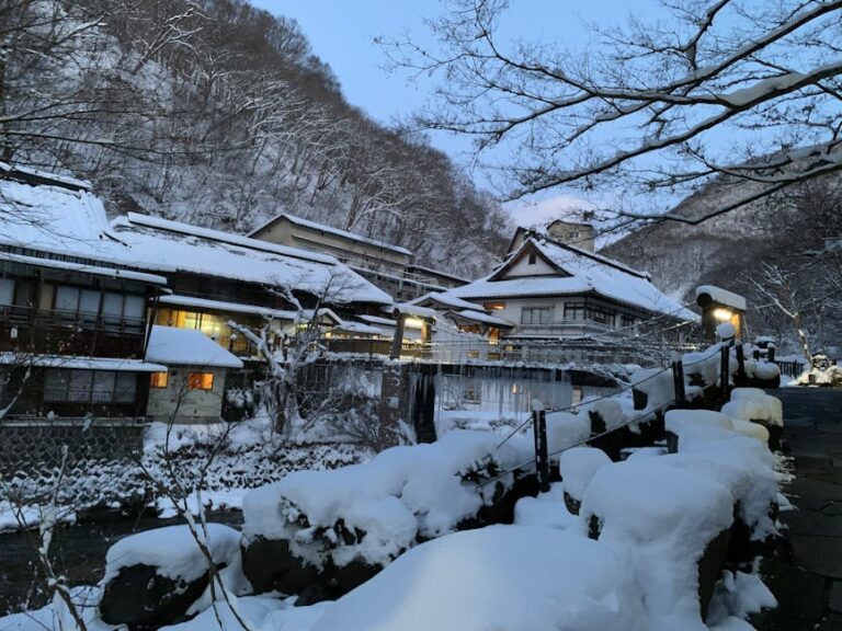 Charming snow-covered village in Takayama, Japan,