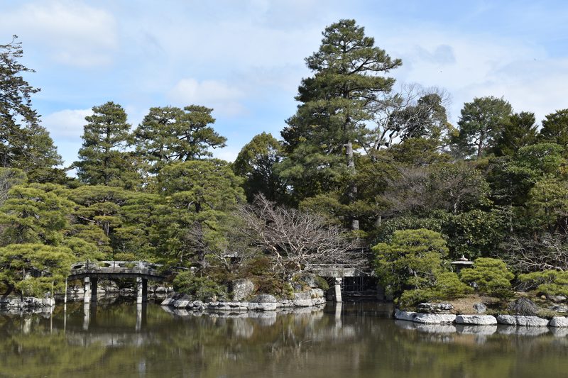 Garden pond next to Nijo Castle in Kyoto