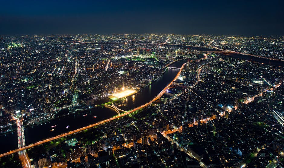 Aerial view of Shinjuku at night
