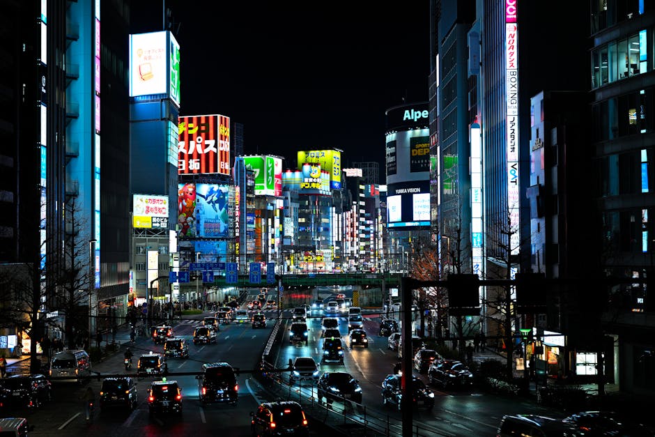 Shinjuku City neon at night