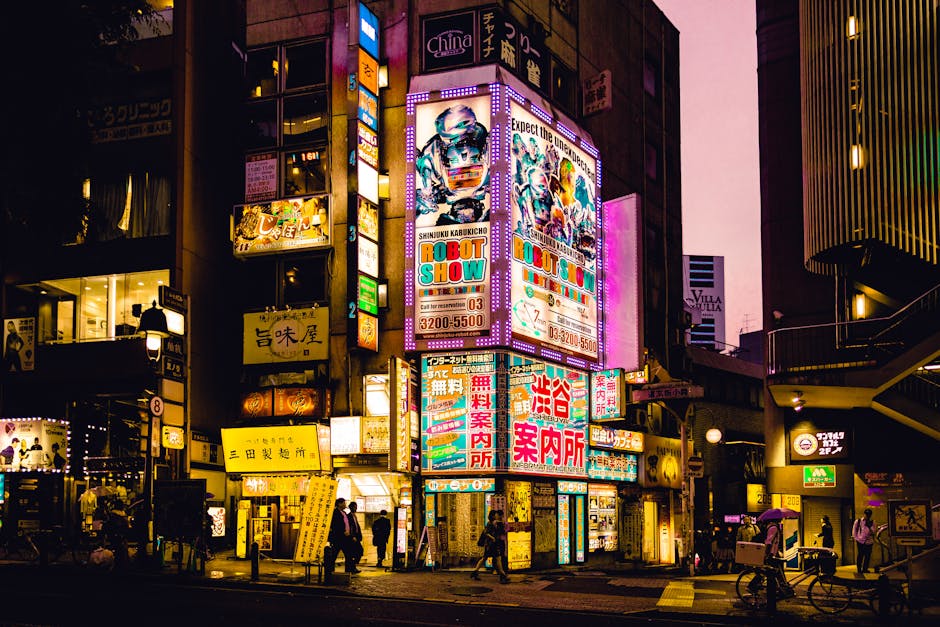 Explore the vibrant nightlife of Shinjuku, Tokyo with colorf