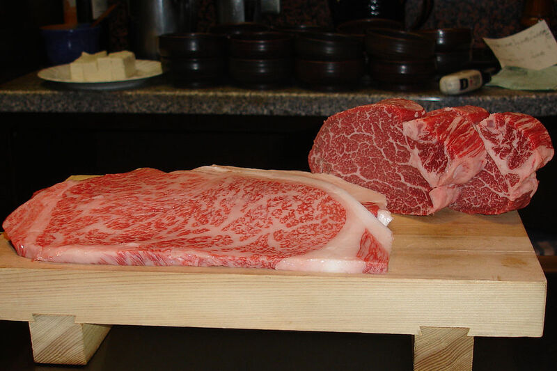 Kobe Beef in Japan. There are four fillets pictured, the one