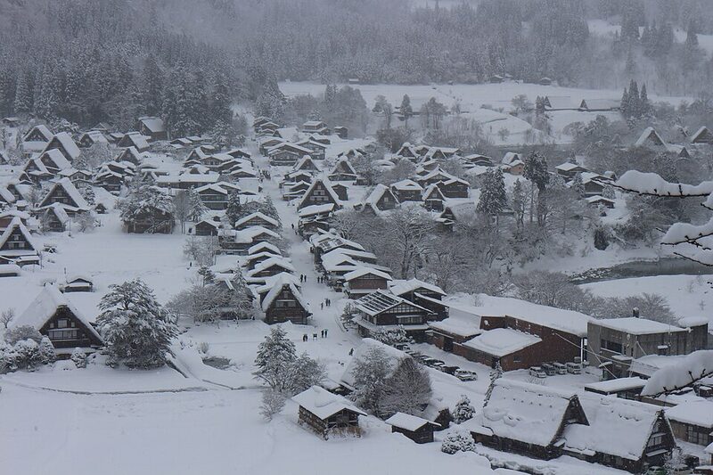 Shirakawa-go village in winter snow