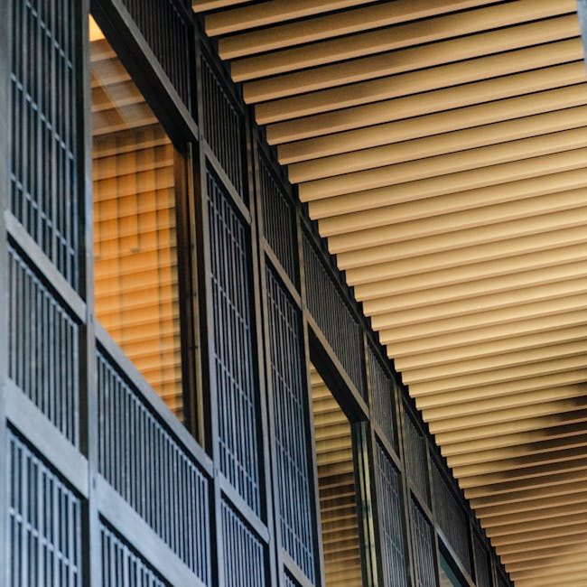 Close-up of modern wood-paneled interior design in Tokyo, Japan, showcasing geometric elegance.