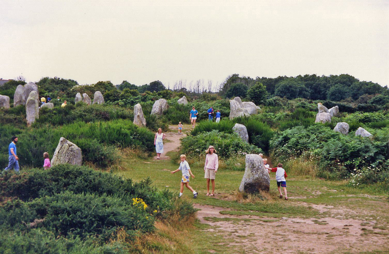 Rows of neolithic standing stones at Carnac alignment in Brittany France