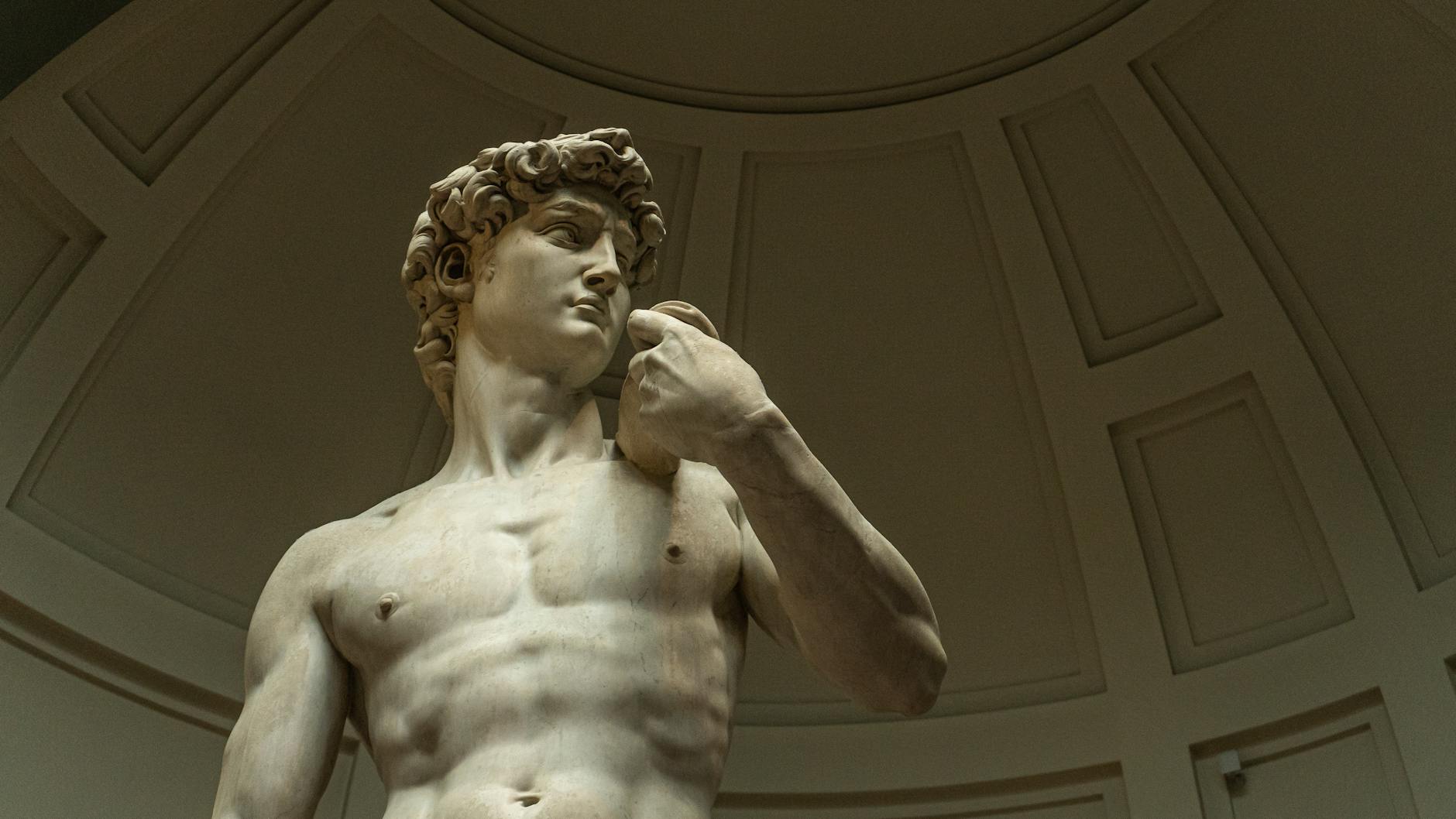 Michelangelo David statue inside the Galleria dell Accademia in Florence Italy