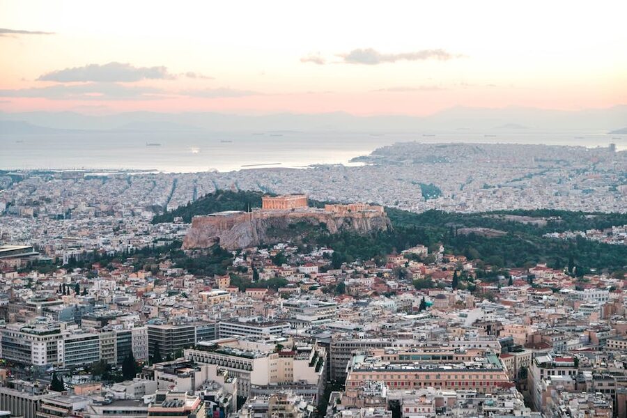 Acropolis aerial view Athens Greece