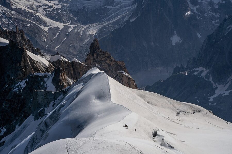 Aiguille du Midi winter summit with snow