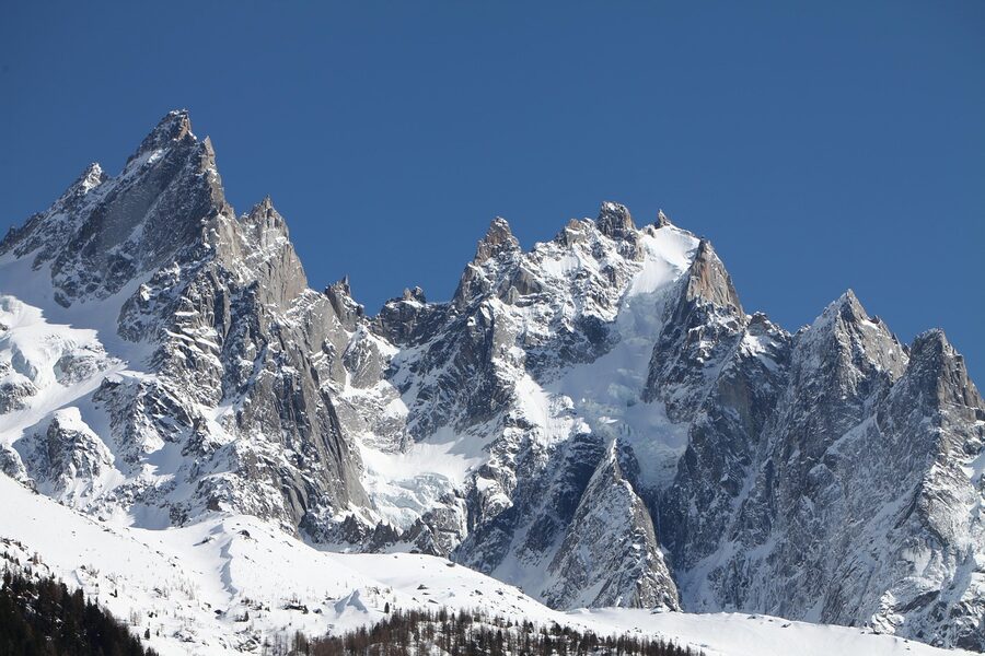Aiguilles of Chamonix snow mountain