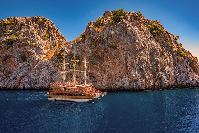 Yacht sailing near the Alanya peninsula