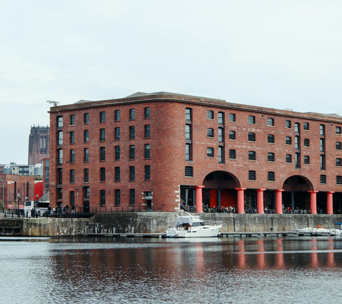 Royal Albert Dock in Liverpool with boats moored on the water
