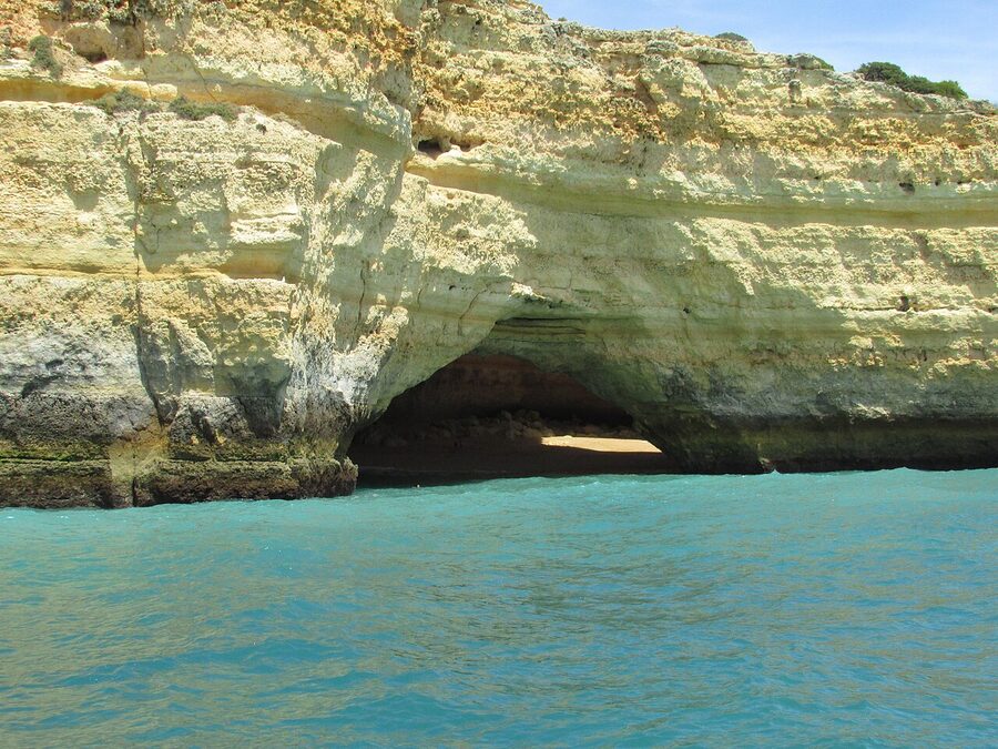 Sea entrance to Benagil Cave viewed from a boat tour