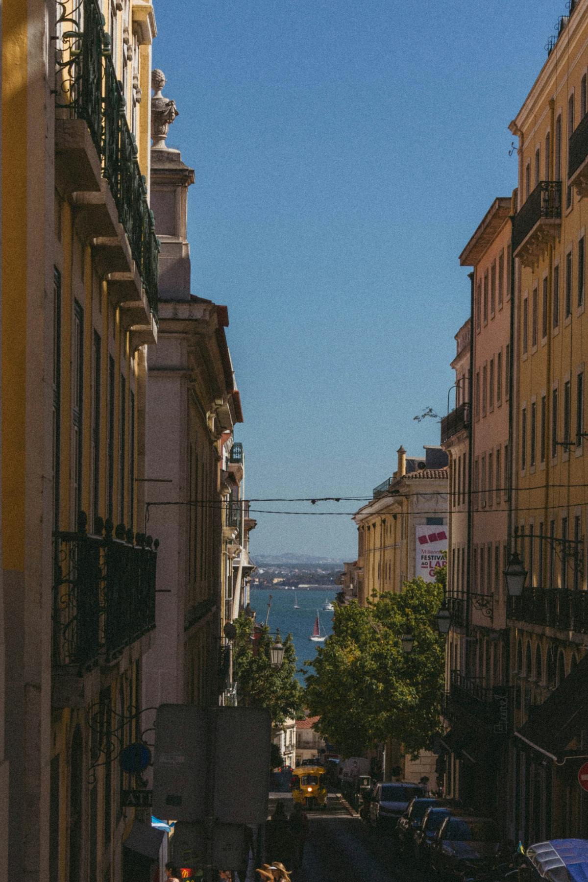 Colorful traditional doors on a building in Lisbon Alfama district