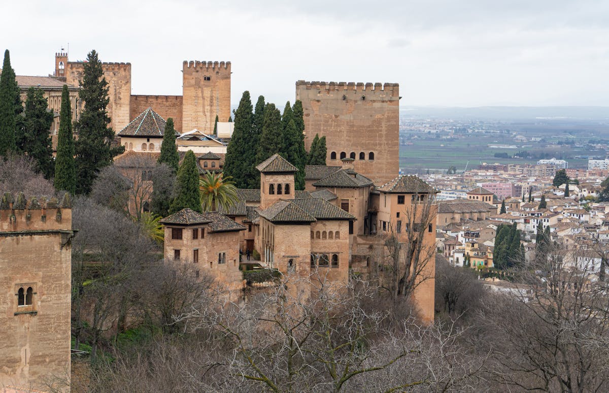 Scenic view of the Alhambra fortress with the city of Granada spread below