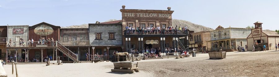 Western film set buildings preserved in the Almeria desert