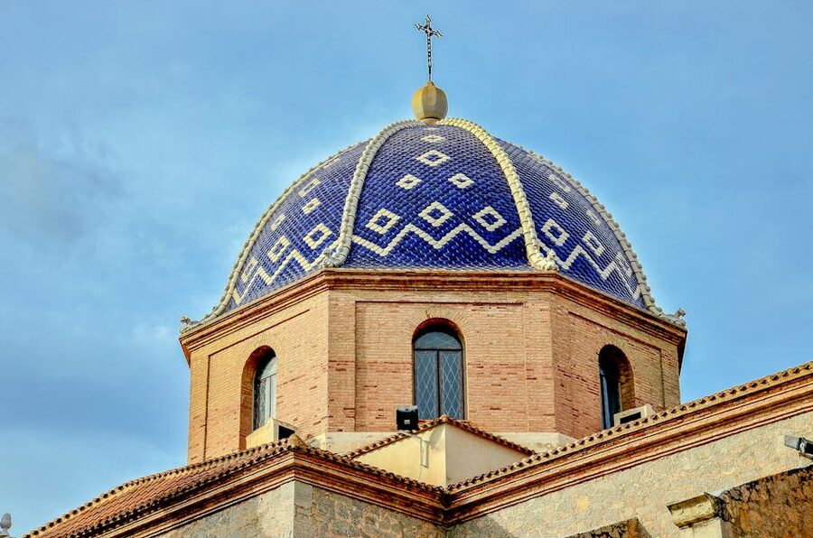 Blue and white dome of the Church of Our Lady of Consuelo in Altea Spain