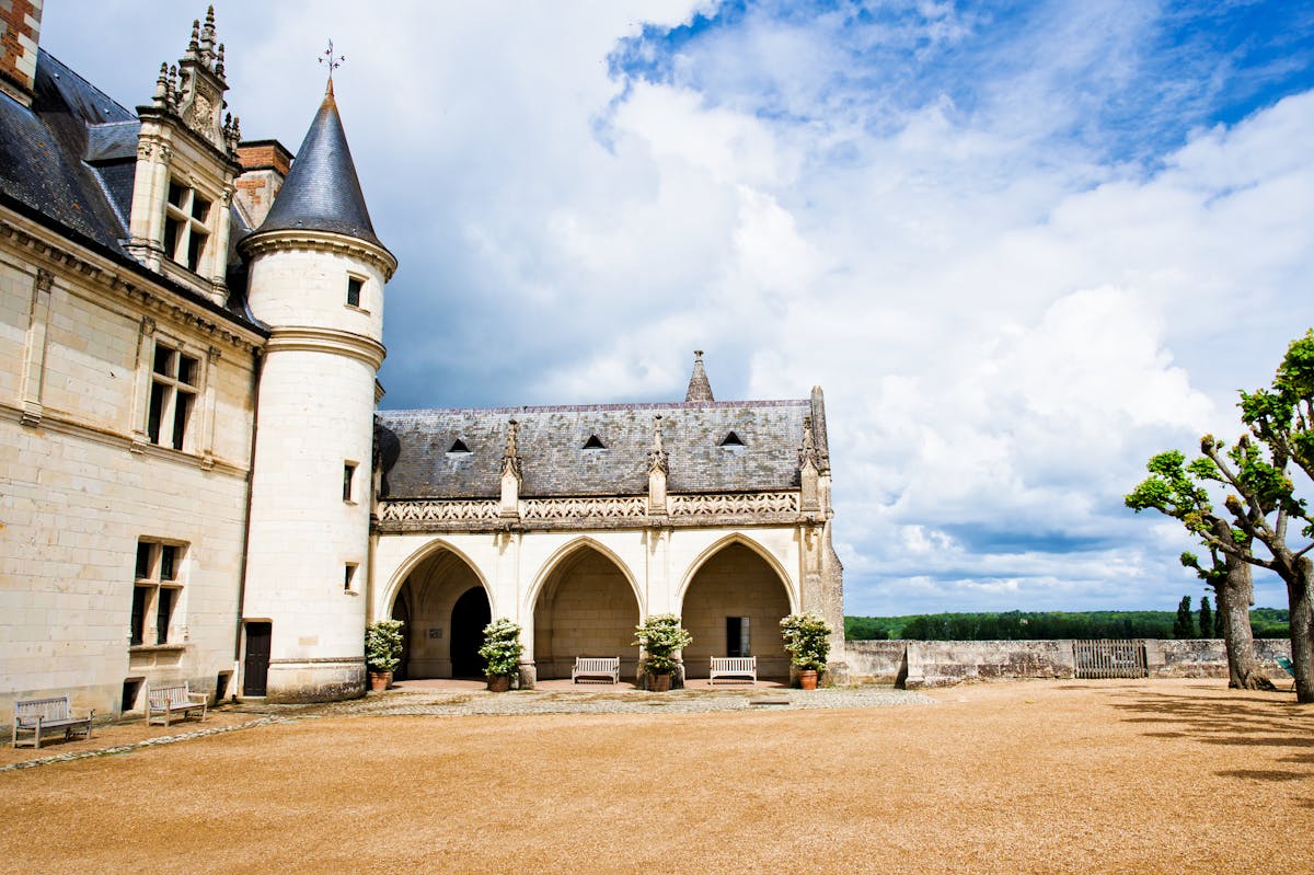 Historic château in Amboise France against clear blue sky