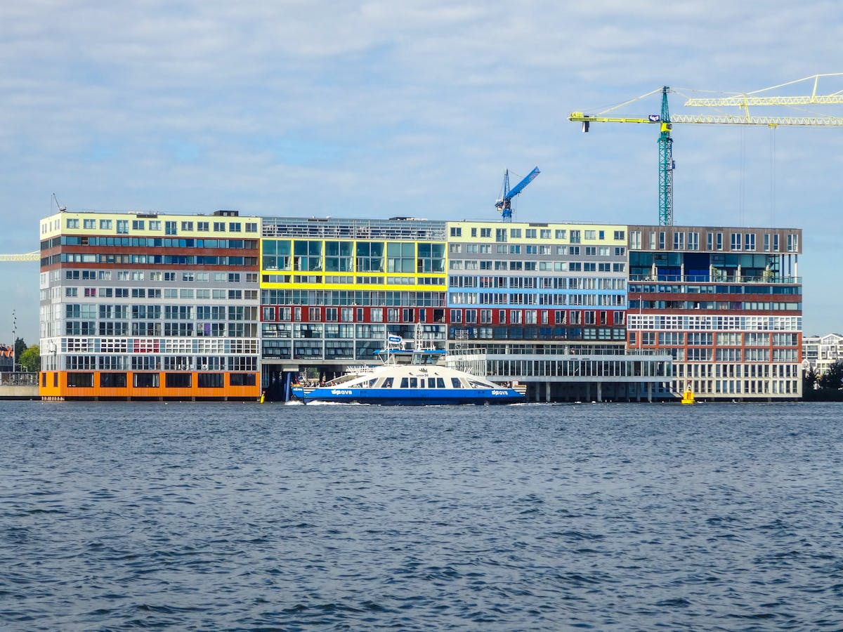 Modern buildings in Amsterdam Noord district