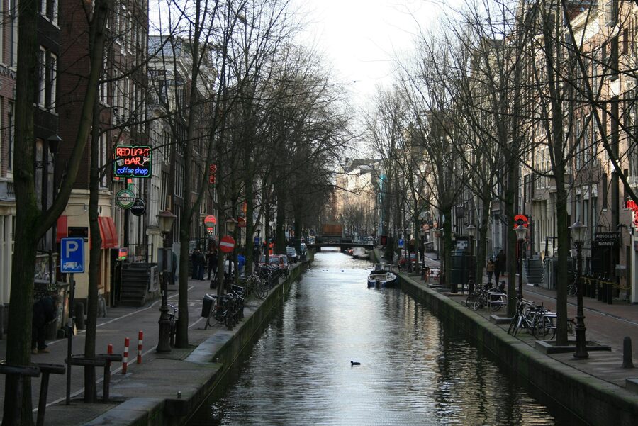 Amsterdam Red Light District street scene