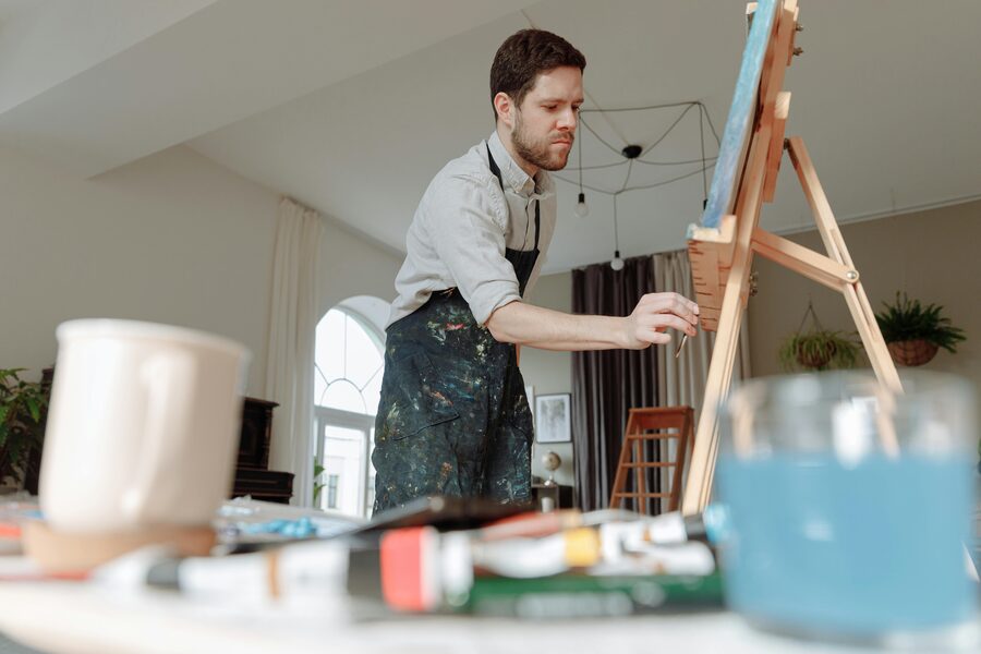 Studio with paint supplies