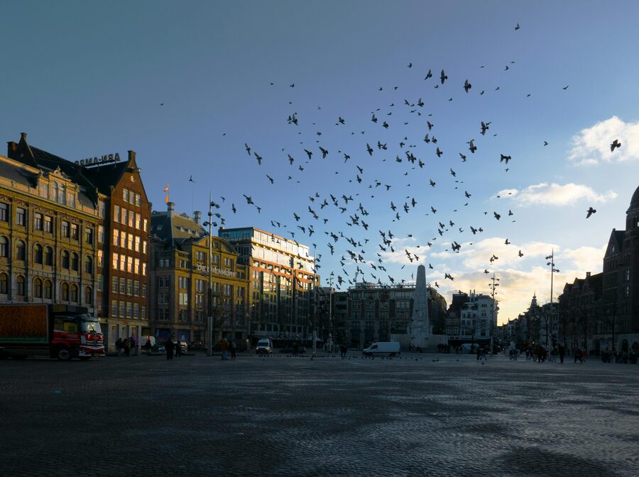 Amsterdam Dam Square building facade