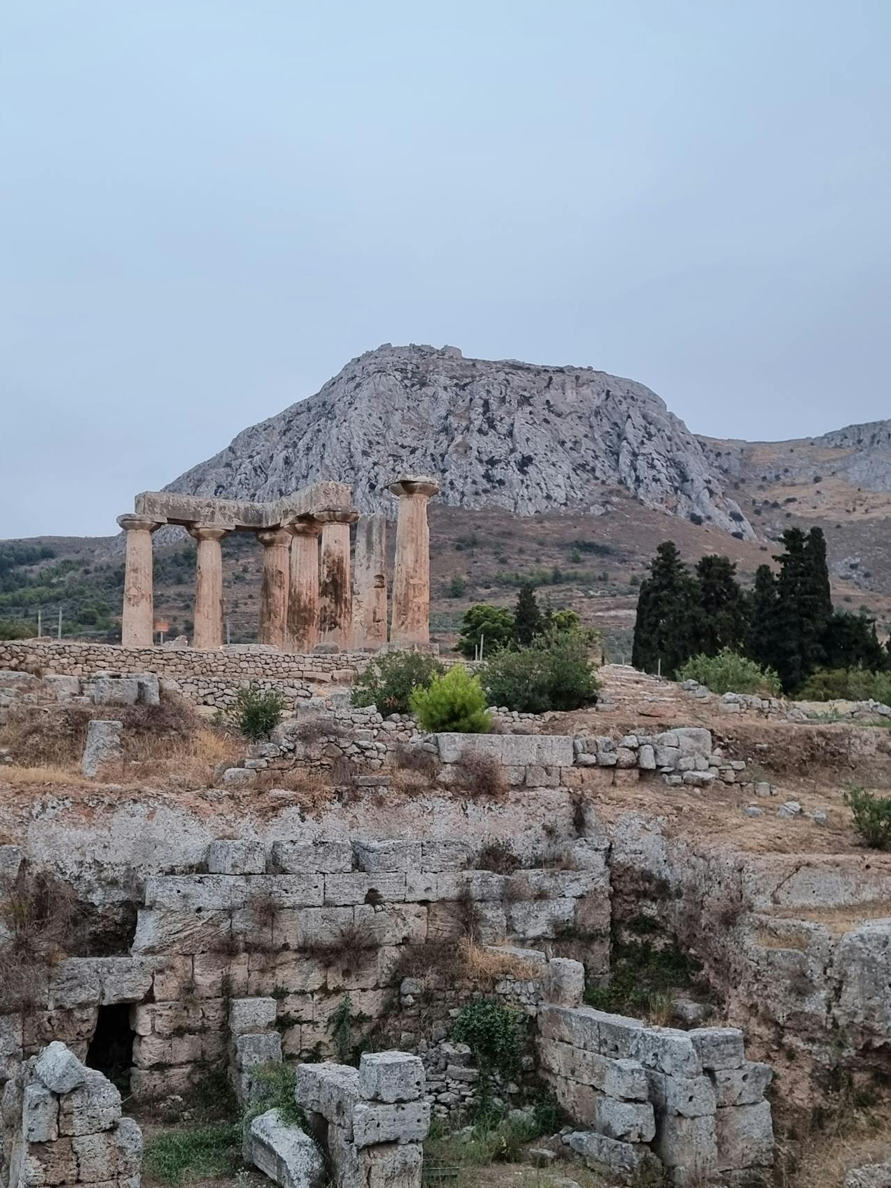 Weathered stone ruins of an ancient Greek structure
