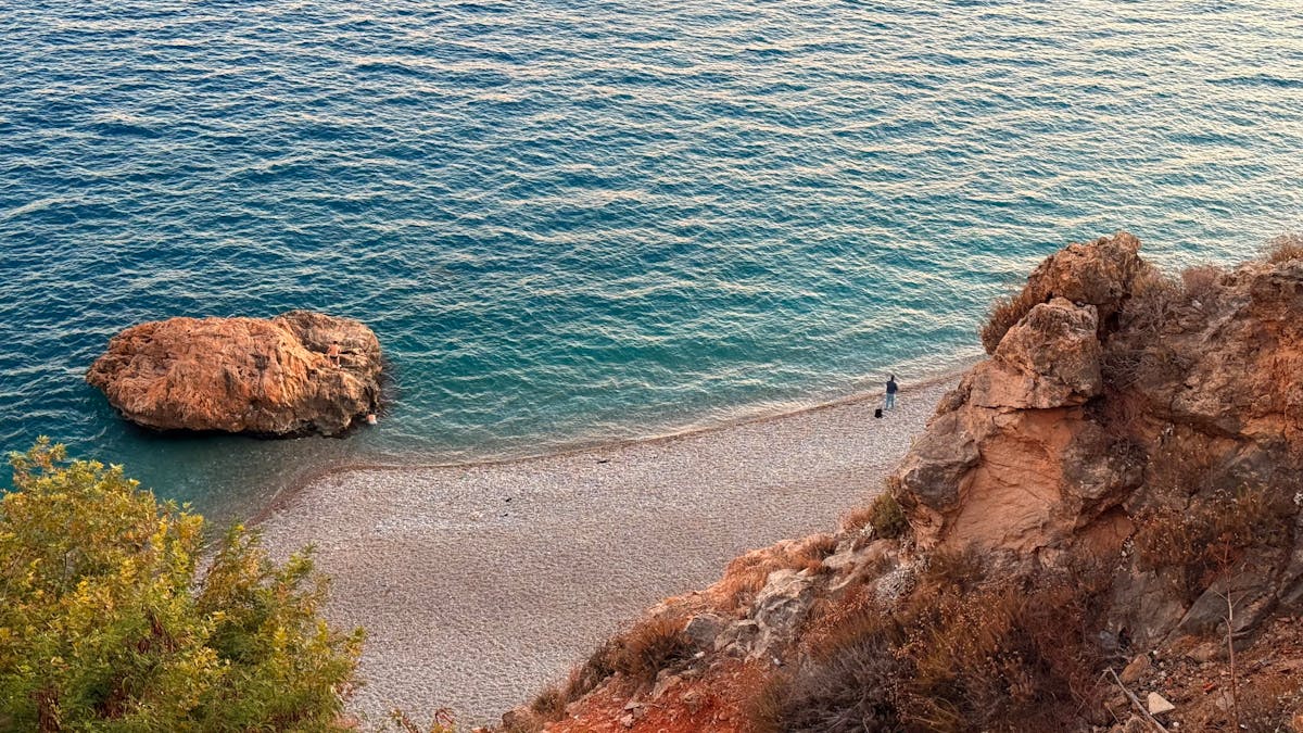 Aerial view of Antalya's rocky Mediterranean coast