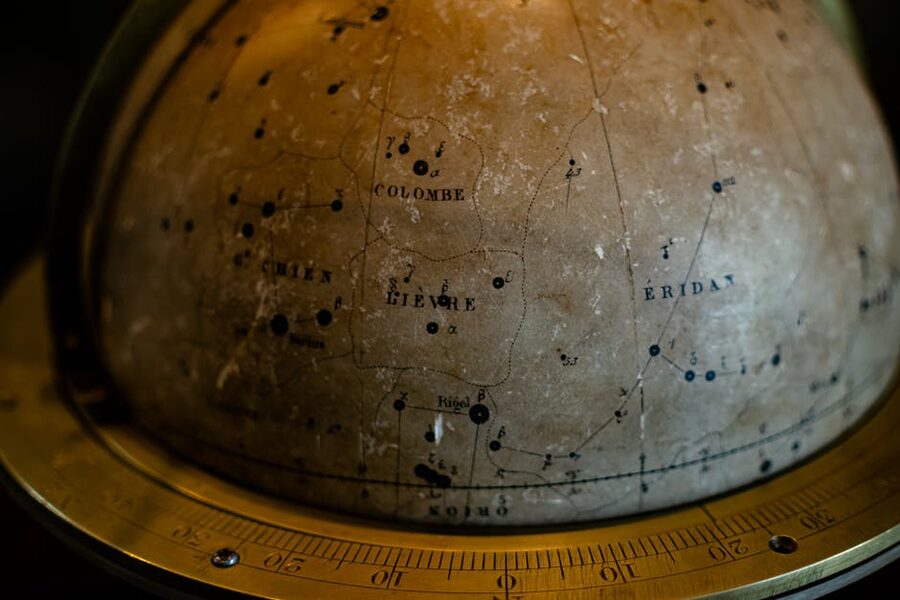 Antique globe with constellations