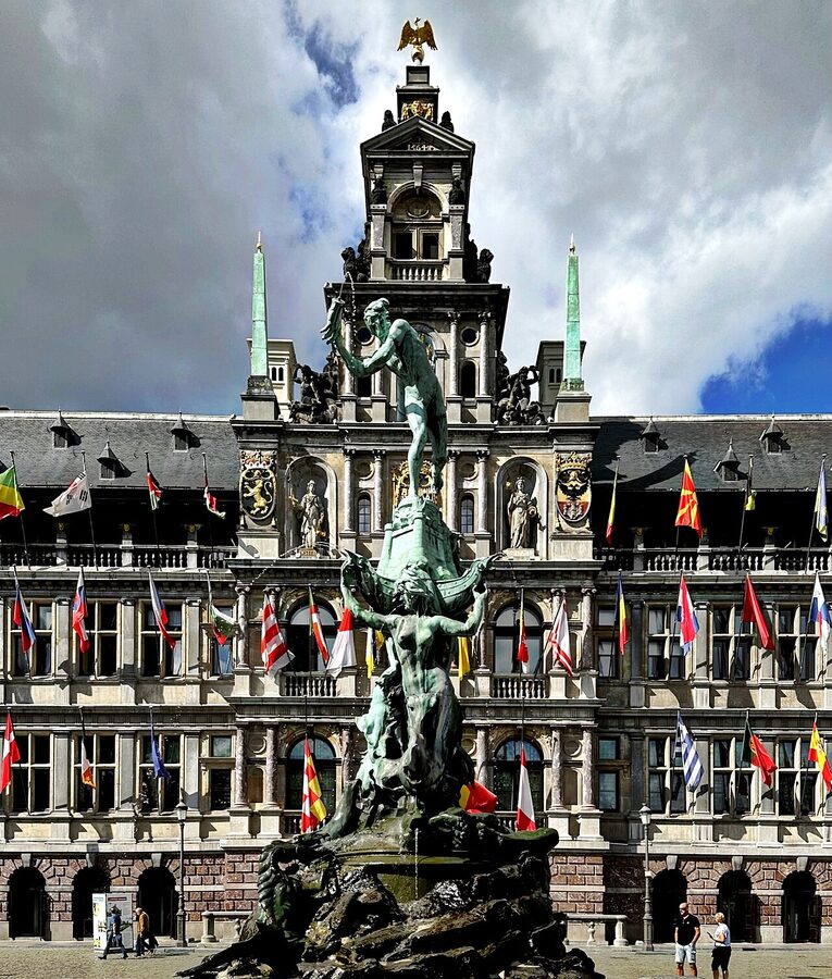 Brabo Fountain in front of Antwerp City Hall