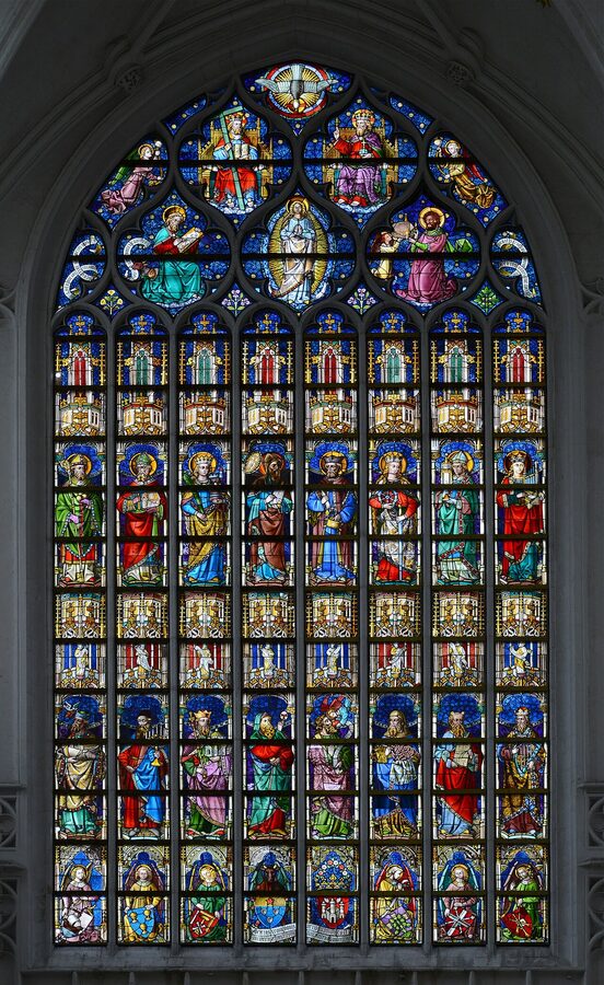 Stained glass window in Cathedral of Our Lady Antwerp