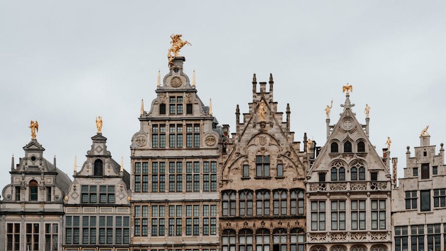 Historic gabled buildings in Antwerp old town