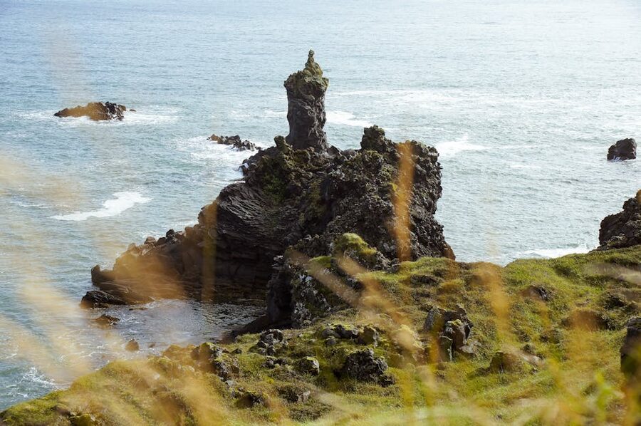 Arnarstapi Iceland rock formations with crashing waves