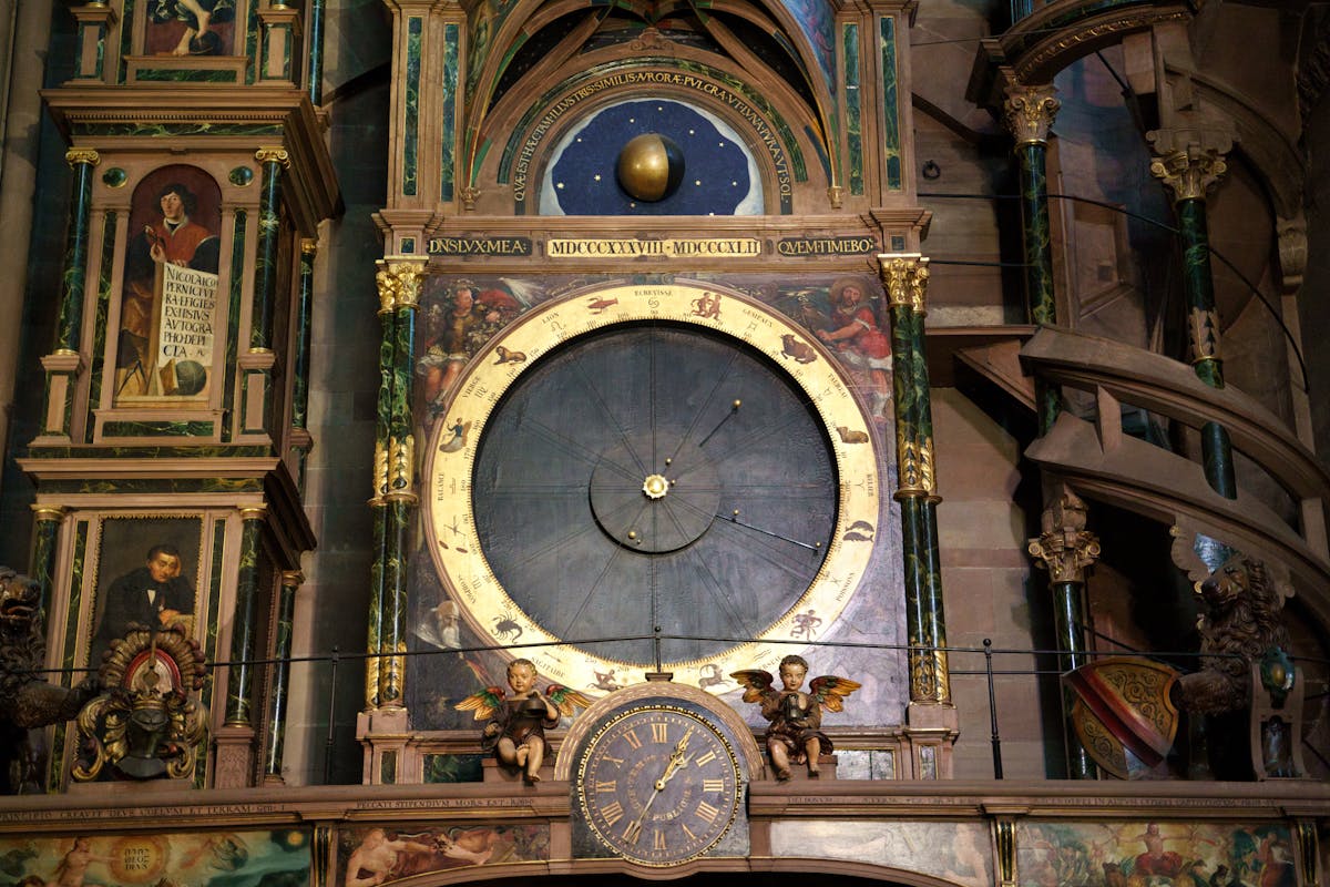 Detailed astronomical clock inside Strasbourg Cathedral