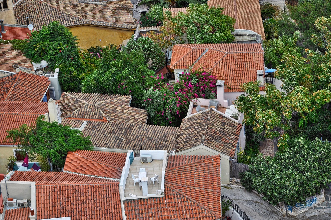 View of the Acropolis in Athens lit up against the sky