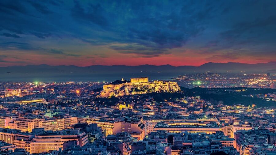 Athens cityscape with Acropolis at twilight